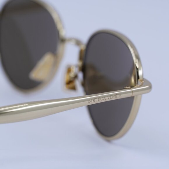 Bottega Veneta BV1396S 002 Sunglasses Gold Round Frame, Grey with Gold Lenses main image 10